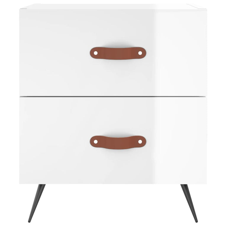Nachtkastjes 2 st 40x35x47,5 cm bewerkt hout hoogglans wit MeubelReus