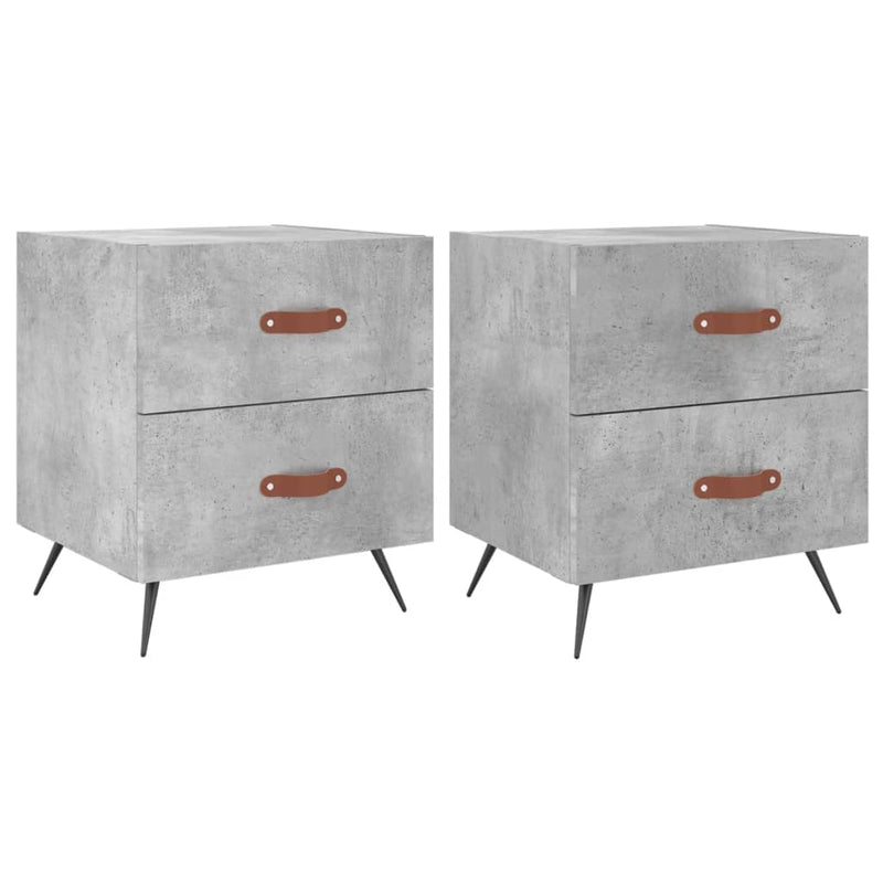 Nachtkastjes 2 st 40x35x47,5 cm bewerkt hout betongrijs MeubelReus