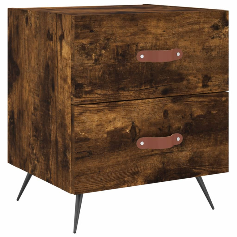 Nachtkastje 40x35x47,5 cm bewerkt hout gerookt eikenkleurig MeubelReus