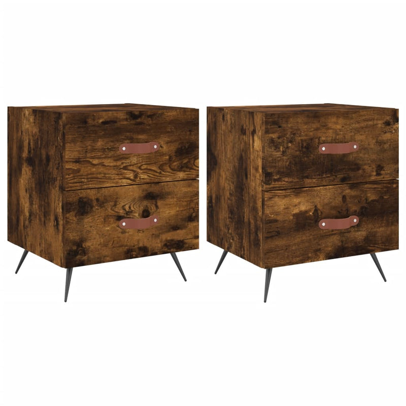 Nachtkastjes 2 st 40x35x47,5 cm bewerkt hout gerookt eikenkleur MeubelReus