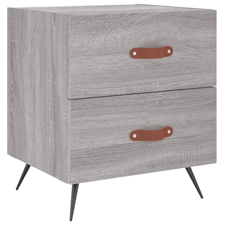 Nachtkastje 40x35x47,5 cm bewerkt hout grijs sonoma eikenkleur MeubelReus