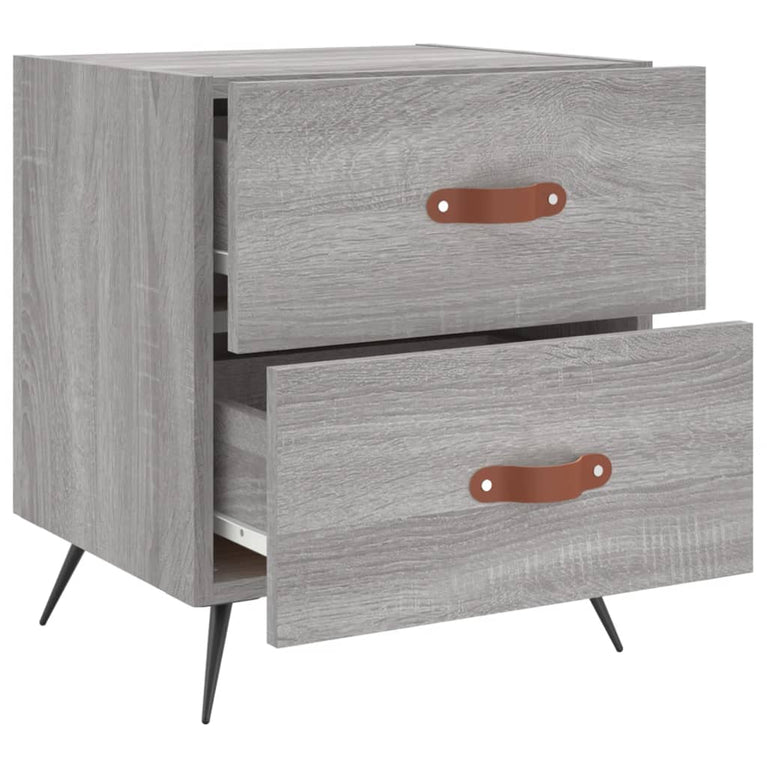Nachtkastje 40x35x47,5 cm bewerkt hout grijs sonoma eikenkleur MeubelReus