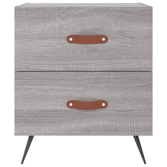 Nachtkastje 40x35x47,5 cm bewerkt hout grijs sonoma eikenkleur MeubelReus