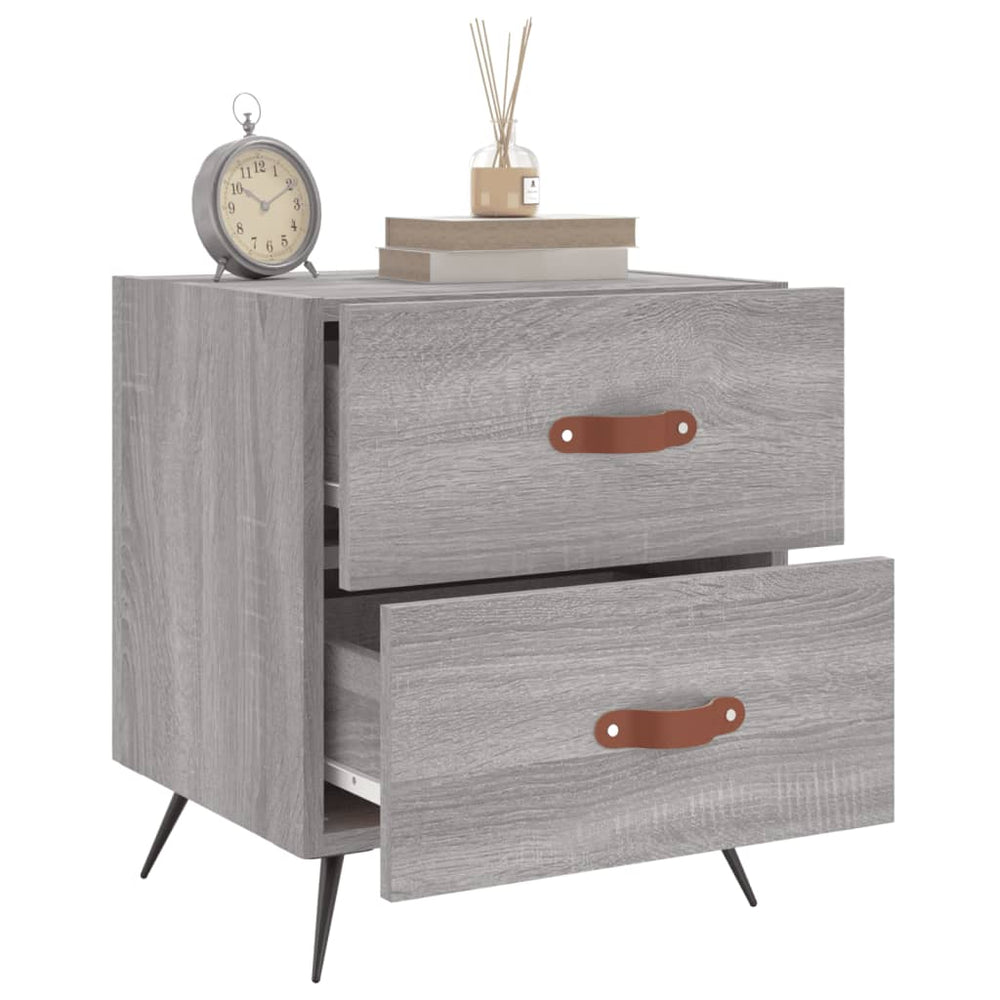 Nachtkastje 40x35x47,5 cm bewerkt hout grijs sonoma eikenkleur MeubelReus