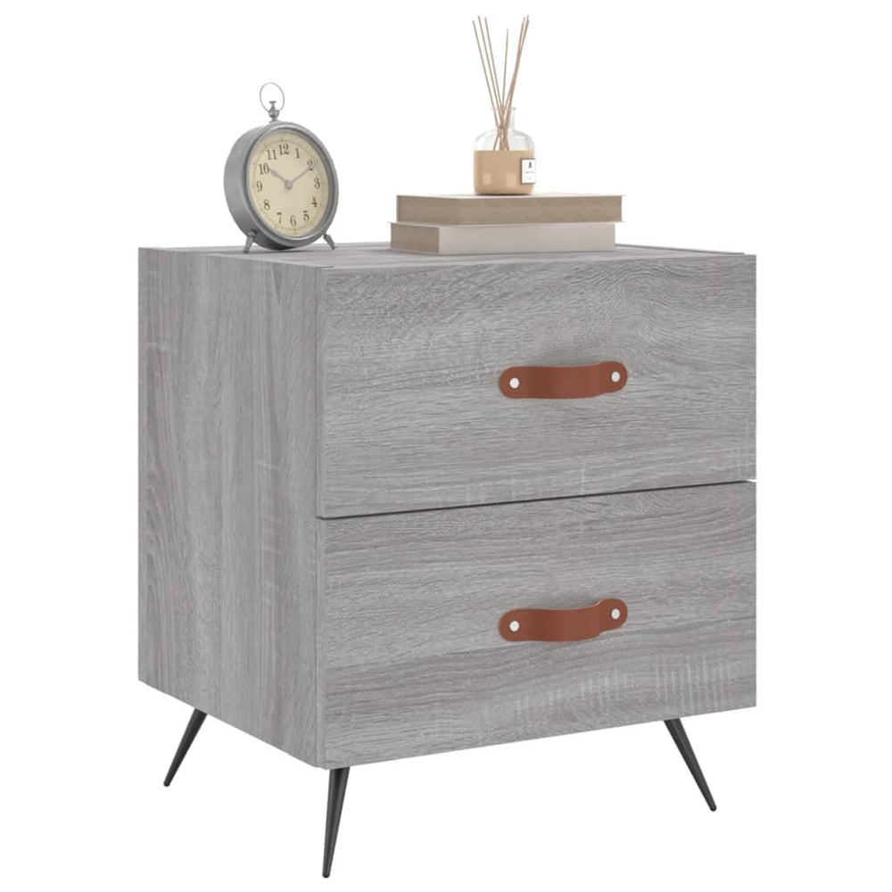Nachtkastje 40x35x47,5 cm bewerkt hout grijs sonoma eikenkleur MeubelReus