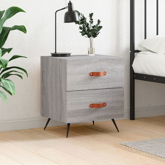 Nachtkastje 40x35x47,5 cm bewerkt hout grijs sonoma eikenkleur MeubelReus
