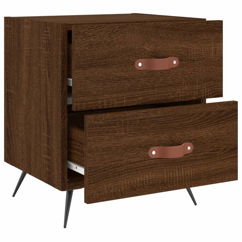 Nachtkastje 40x35x47,5 cm bewerkt hout bruin eikenkleur MeubelReus