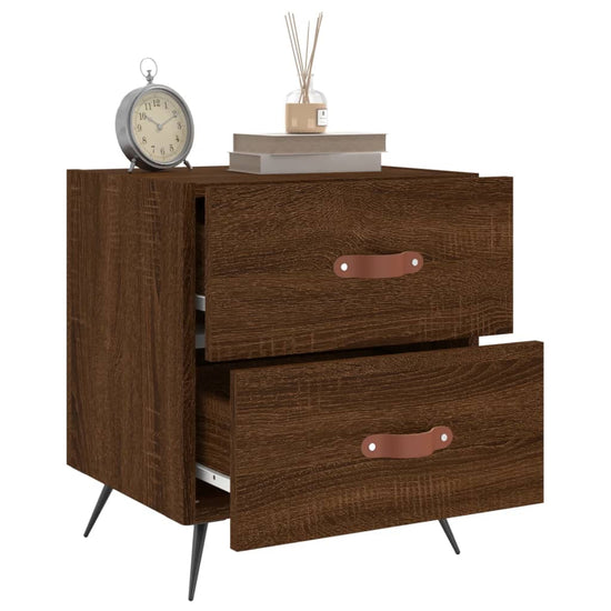 Nachtkastje 40x35x47,5 cm bewerkt hout bruin eikenkleur MeubelReus