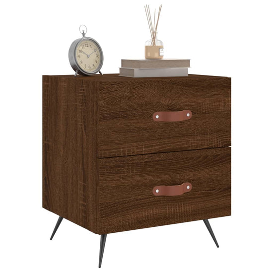 Nachtkastje 40x35x47,5 cm bewerkt hout bruin eikenkleur MeubelReus