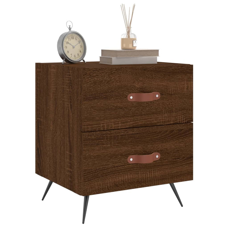 Nachtkastje 40x35x47,5 cm bewerkt hout bruin eikenkleur MeubelReus