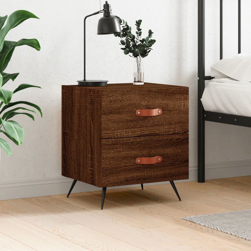 Nachtkastje 40x35x47,5 cm bewerkt hout bruin eikenkleur MeubelReus