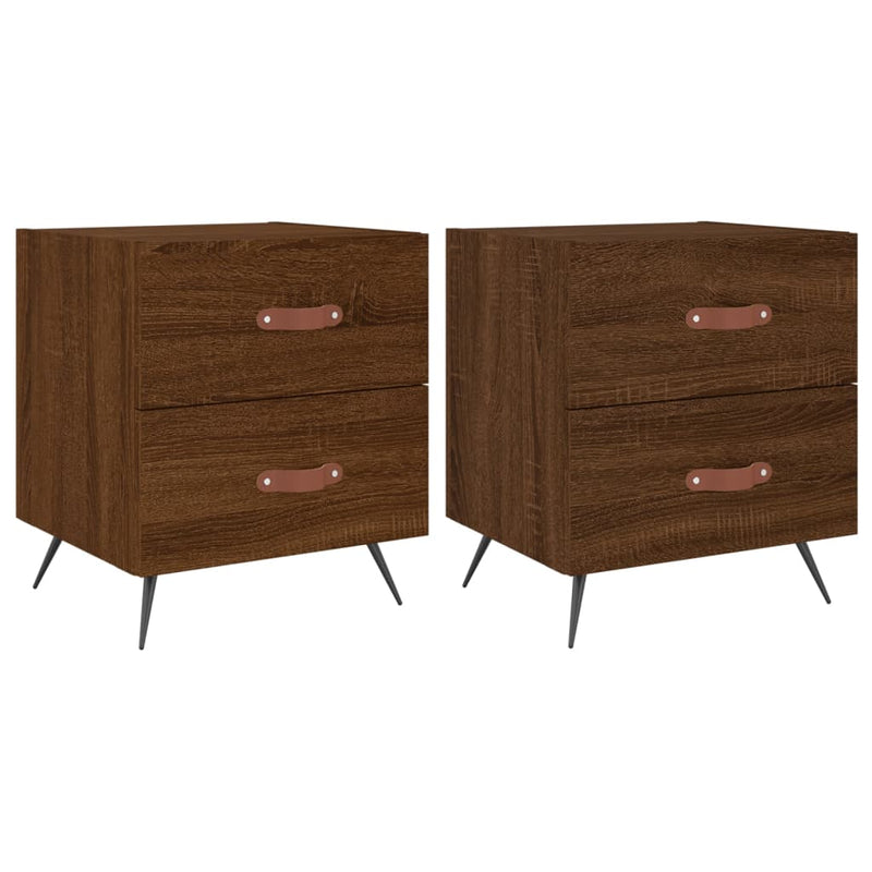 Nachtkastjes 2 st 40x35x47,5 cm bewerkt hout bruin eikenkleur MeubelReus