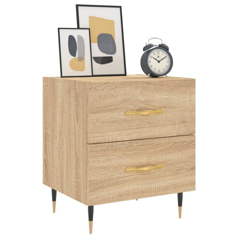 Nachtkastje 40x35x47,5 cm bewerkt hout sonoma eikenkleurig MeubelReus
