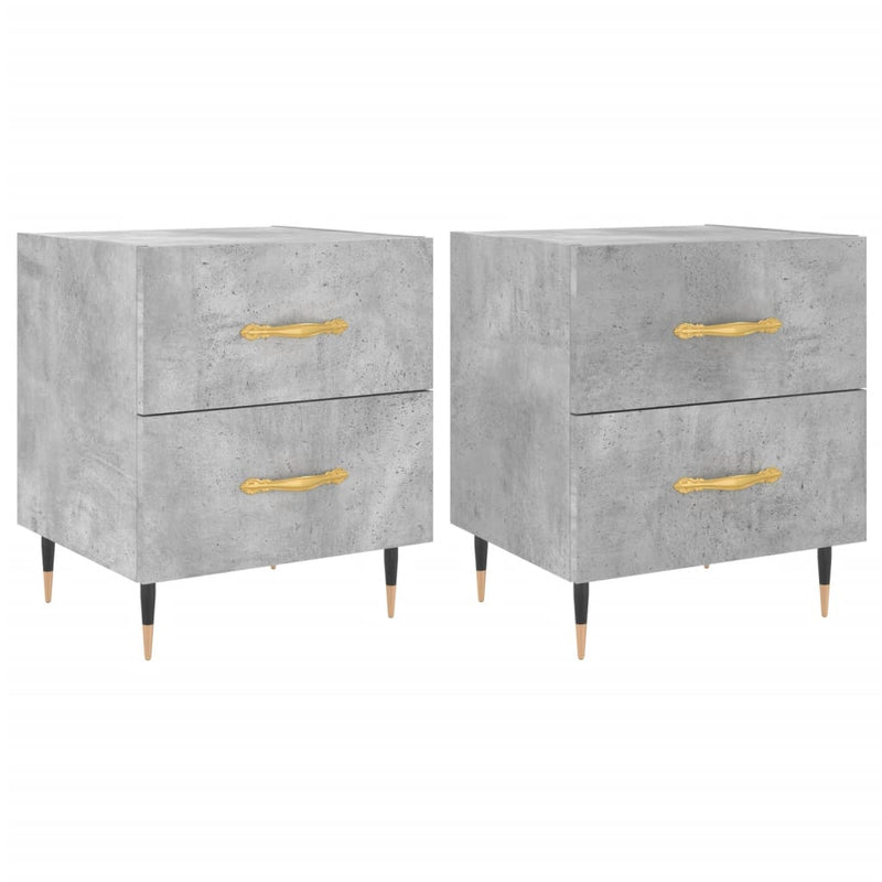 Nachtkastjes 2 st 40x35x47,5 cm bewerkt hout betongrijs MeubelReus