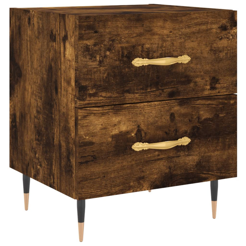 Nachtkastje 40x35x47,5 cm bewerkt hout gerookt eikenkleurig MeubelReus