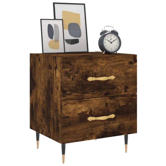 Nachtkastje 40x35x47,5 cm bewerkt hout gerookt eikenkleurig MeubelReus