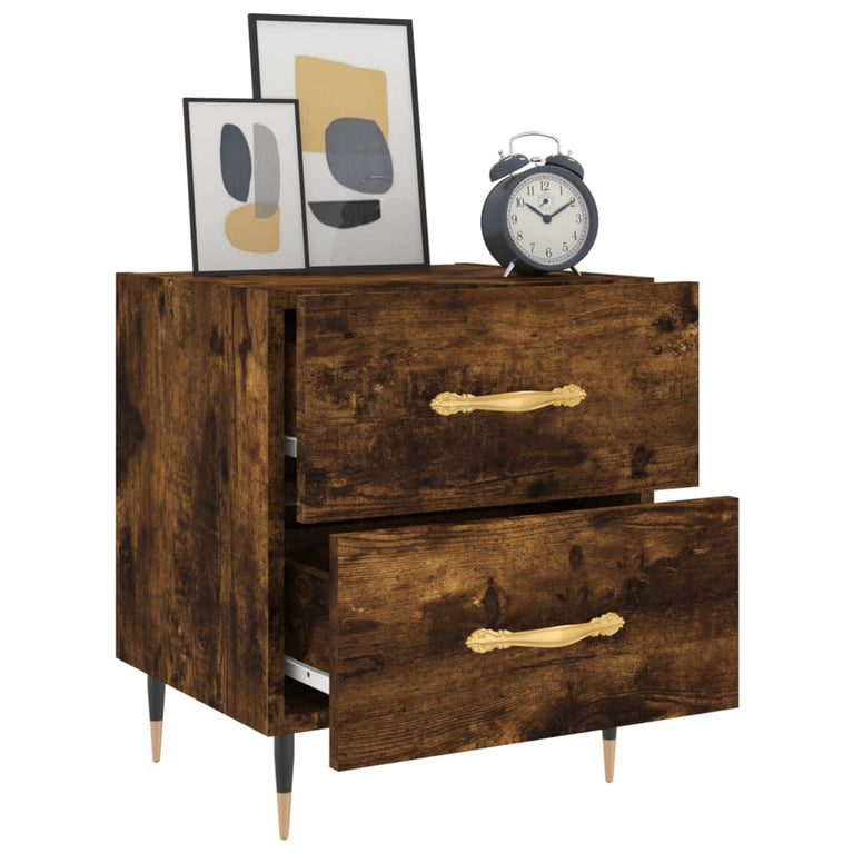 Nachtkastje 40x35x47,5 cm bewerkt hout gerookt eikenkleurig MeubelReus