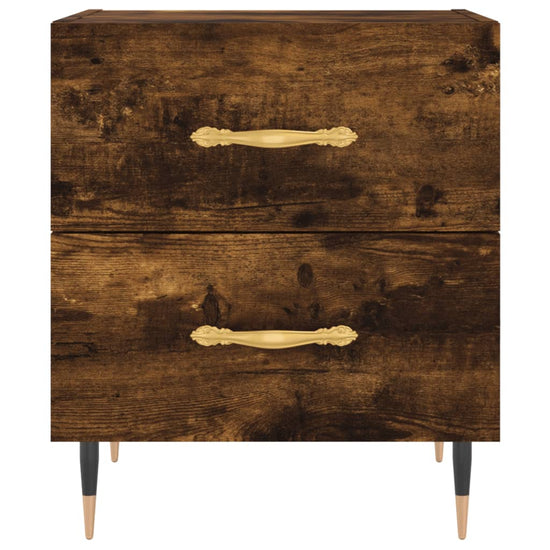 Nachtkastje 40x35x47,5 cm bewerkt hout gerookt eikenkleurig MeubelReus