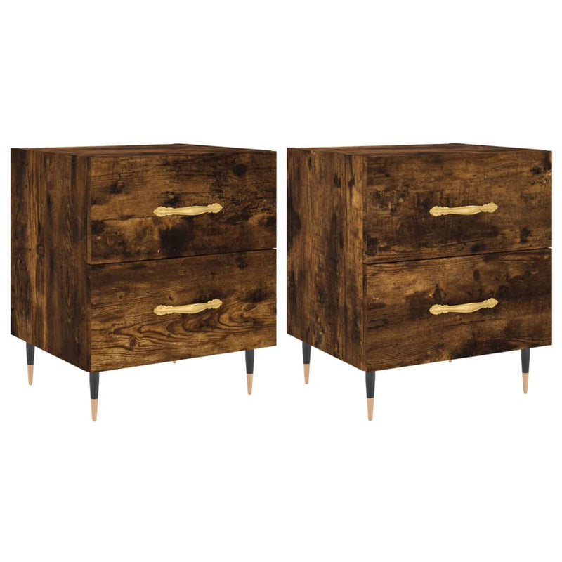 Nachtkastjes 2 st 40x35x47,5 cm bewerkt hout gerookt eikenkleur MeubelReus