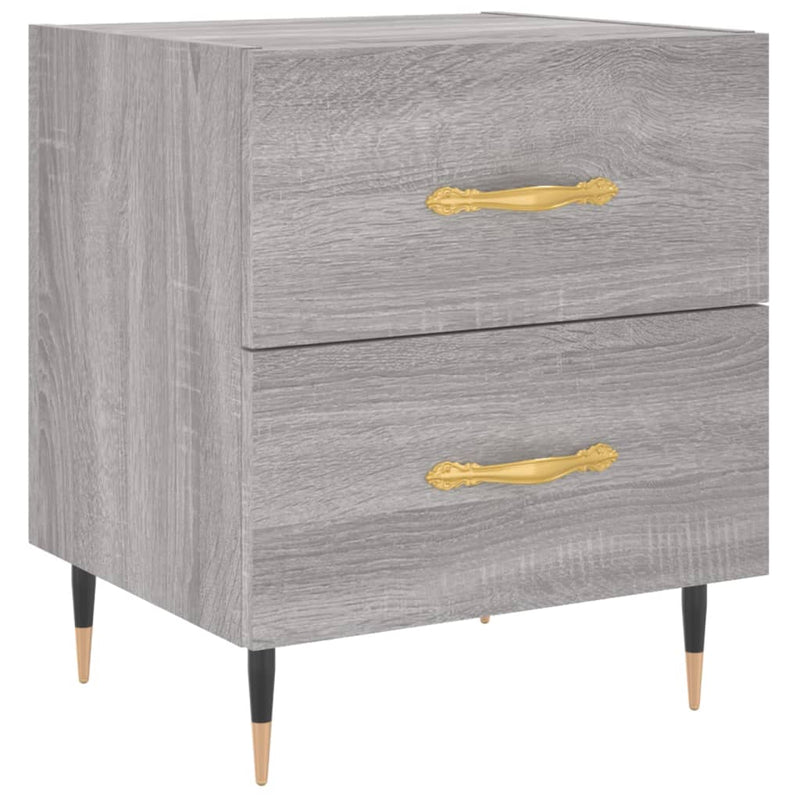 Nachtkastje 40x35x47,5 cm bewerkt hout grijs sonoma eikenkleur MeubelReus
