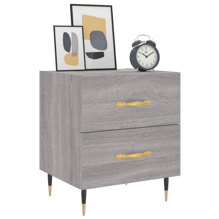 Nachtkastje 40x35x47,5 cm bewerkt hout grijs sonoma eikenkleur MeubelReus