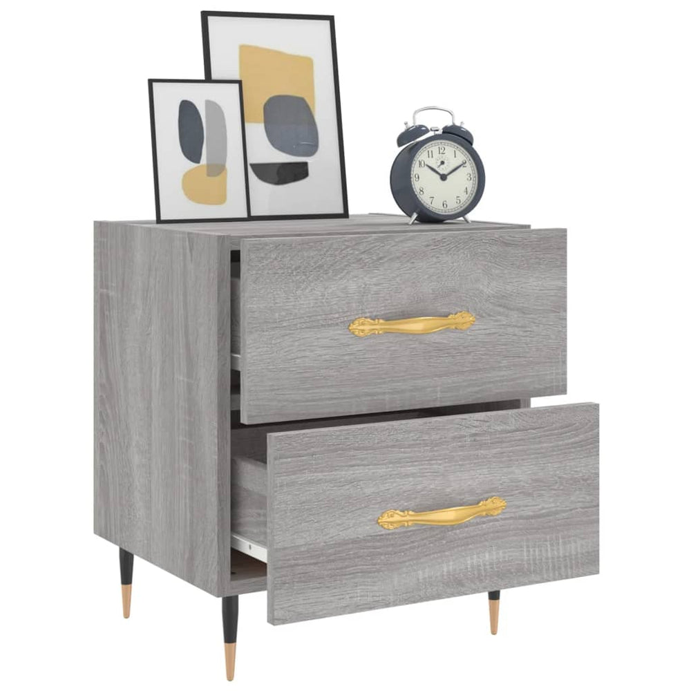 Nachtkastje 40x35x47,5 cm bewerkt hout grijs sonoma eikenkleur MeubelReus
