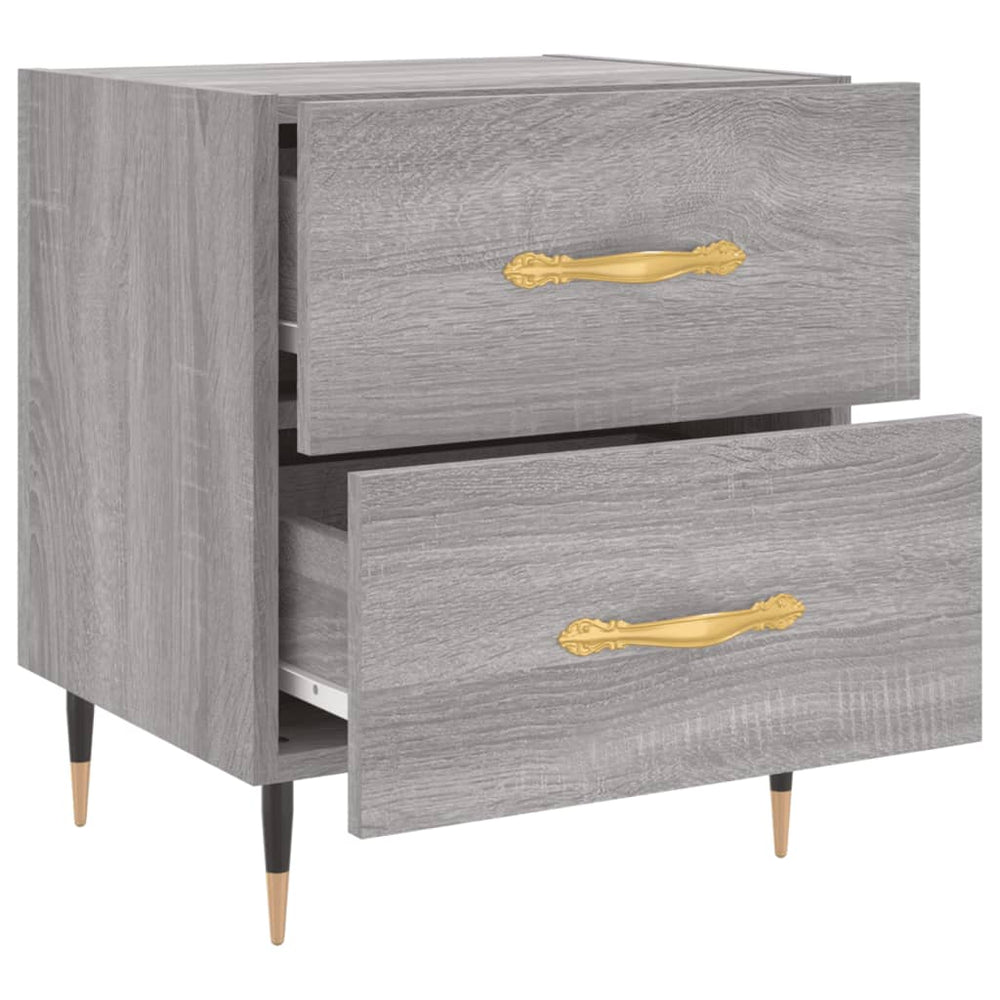 Nachtkastje 40x35x47,5 cm bewerkt hout grijs sonoma eikenkleur MeubelReus