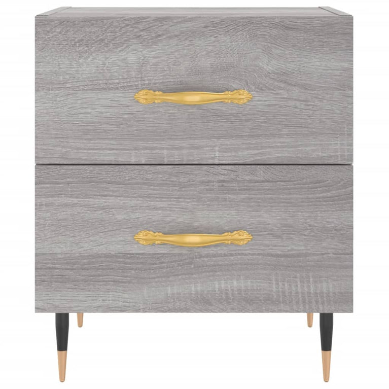 Nachtkastje 40x35x47,5 cm bewerkt hout grijs sonoma eikenkleur MeubelReus