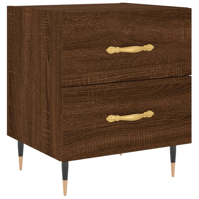 Nachtkastje 40x35x47,5 cm bewerkt hout bruin eikenkleur MeubelReus