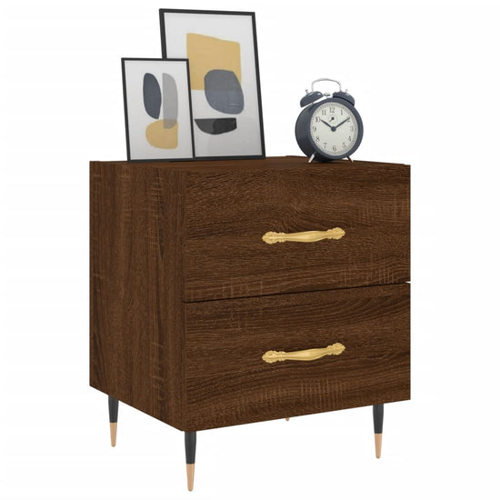 Nachtkastje 40x35x47,5 cm bewerkt hout bruin eikenkleur MeubelReus