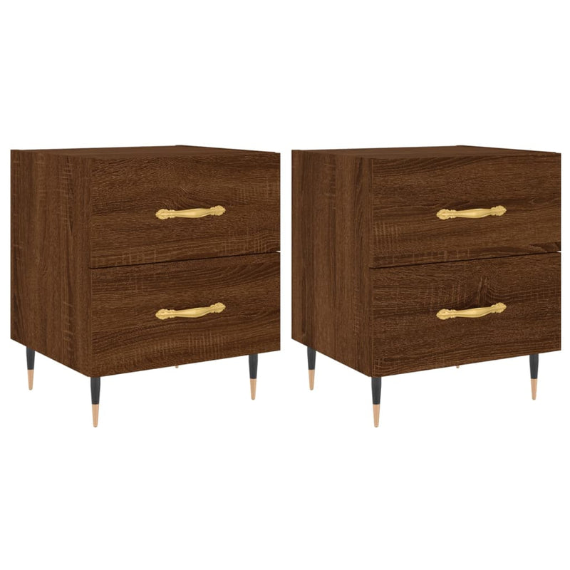 Nachtkastjes 2 st 40x35x47,5 cm bewerkt hout bruin eikenkleur MeubelReus
