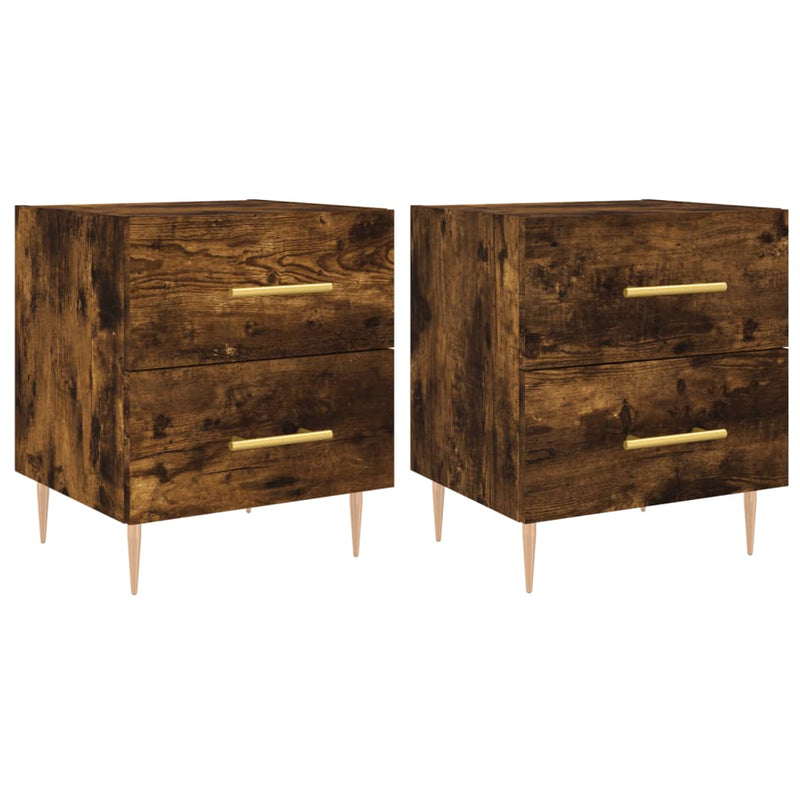 Nachtkastjes 2 st 40x35x47,5 cm bewerkt hout gerookt eikenkleur MeubelReus