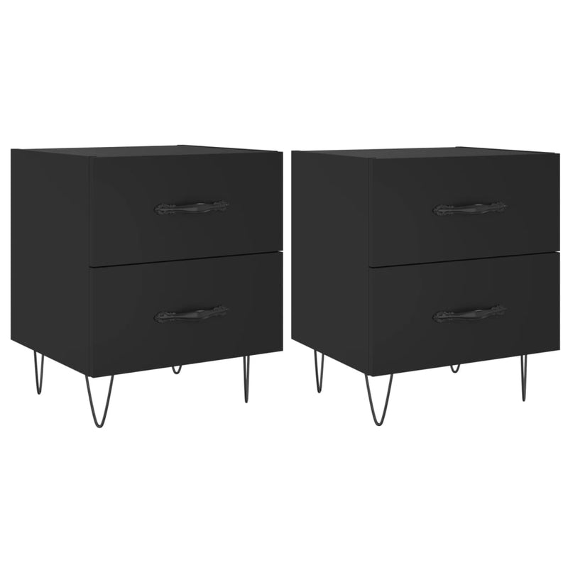Nachtkastjes 2 st 40x35x47,5 cm bewerkt hout zwart MeubelReus