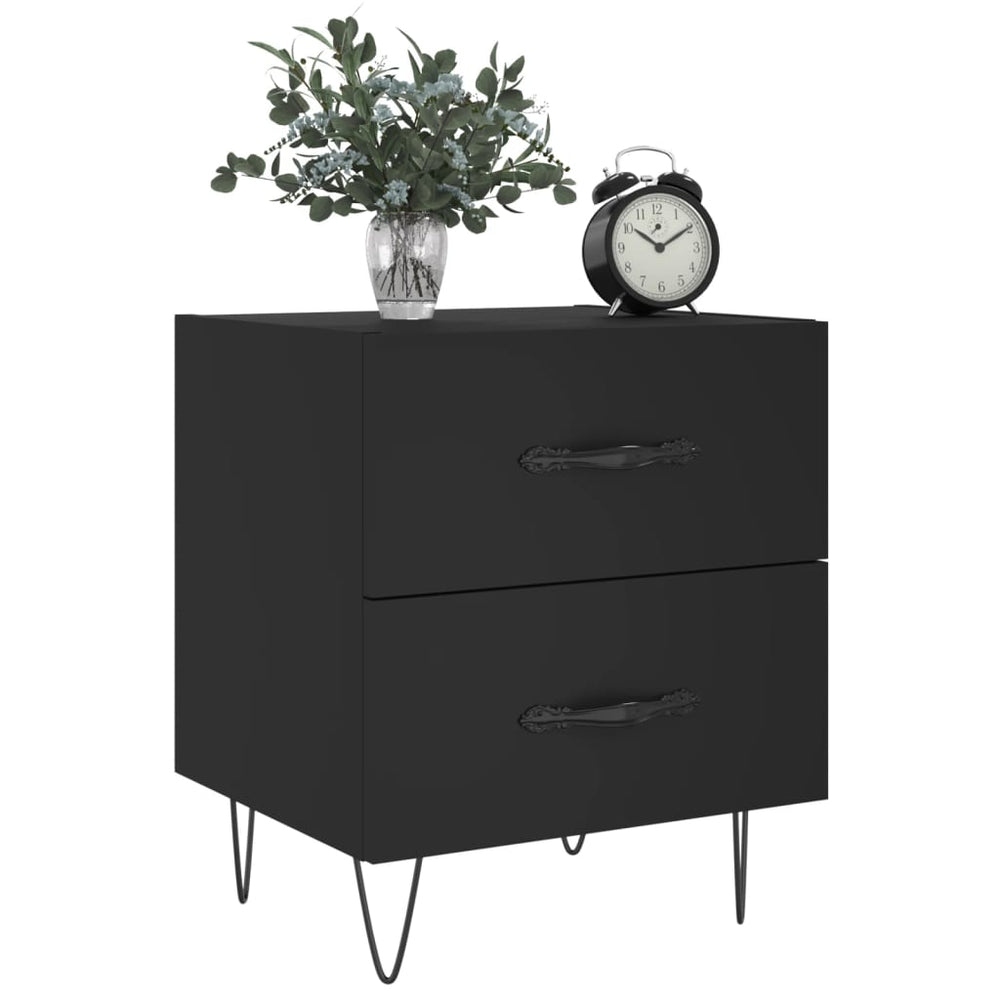 Nachtkastjes 2 st 40x35x47,5 cm bewerkt hout zwart MeubelReus