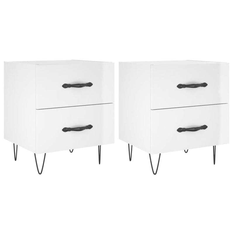 Nachtkastjes 2 st 40x35x47,5 cm bewerkt hout hoogglans wit MeubelReus