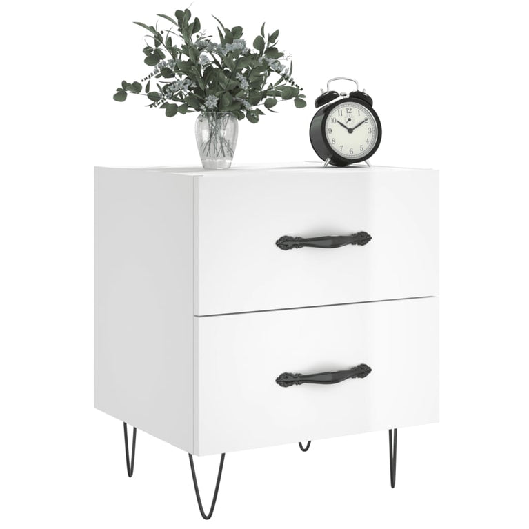 Nachtkastjes 2 st 40x35x47,5 cm bewerkt hout hoogglans wit MeubelReus