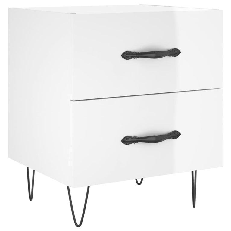 Nachtkastjes 2 st 40x35x47,5 cm bewerkt hout hoogglans wit MeubelReus