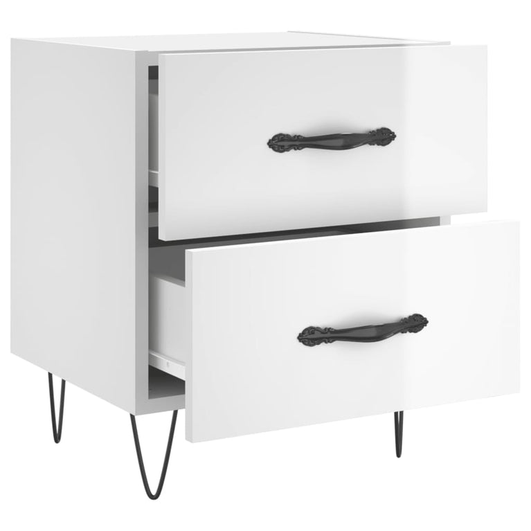 Nachtkastjes 2 st 40x35x47,5 cm bewerkt hout hoogglans wit MeubelReus
