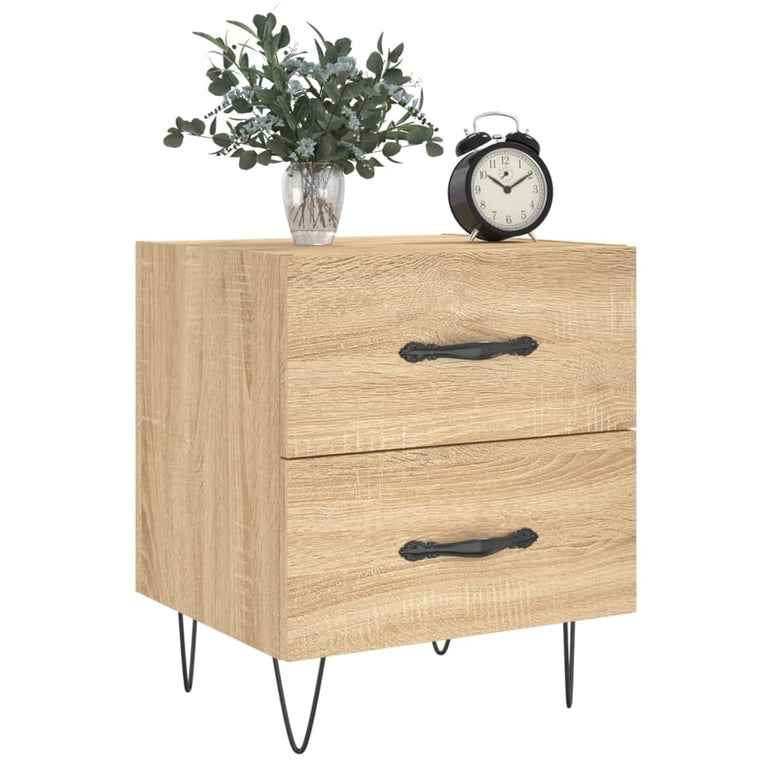 Nachtkastje 40x35x47,5 cm bewerkt hout sonoma eikenkleurig MeubelReus