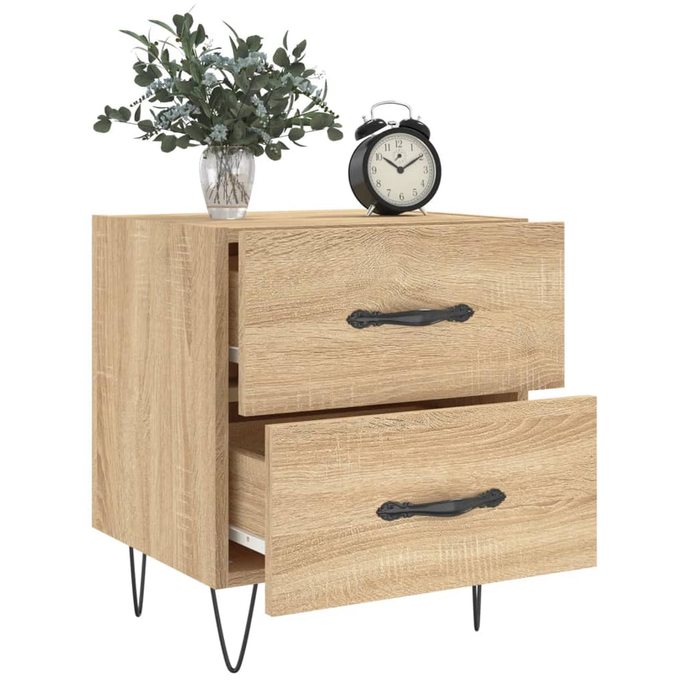 Nachtkastje 40x35x47,5 cm bewerkt hout sonoma eikenkleurig MeubelReus