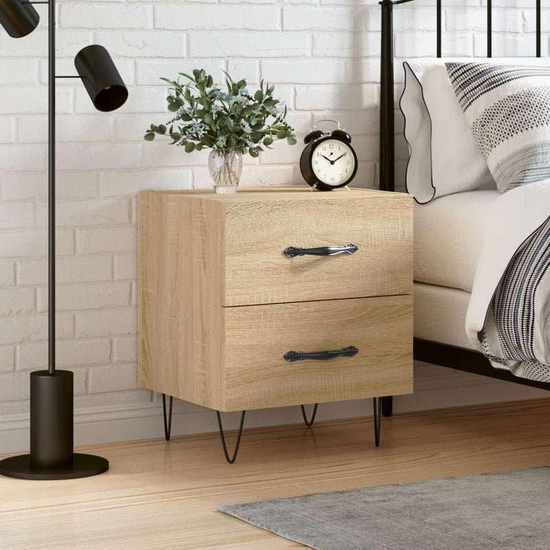 Nachtkastje 40x35x47,5 cm bewerkt hout sonoma eikenkleurig MeubelReus