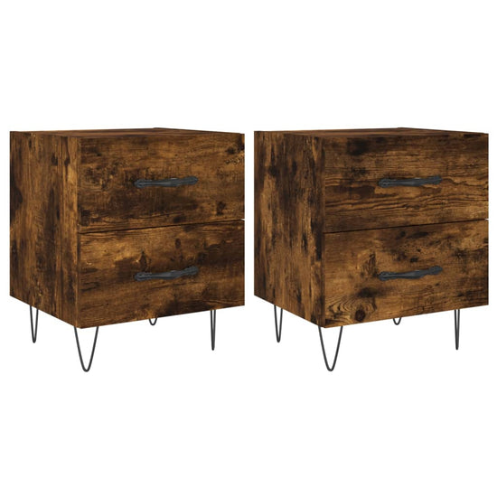 Nachtkastjes 2 st 40x35x47,5 cm bewerkt hout gerookt eikenkleur MeubelReus