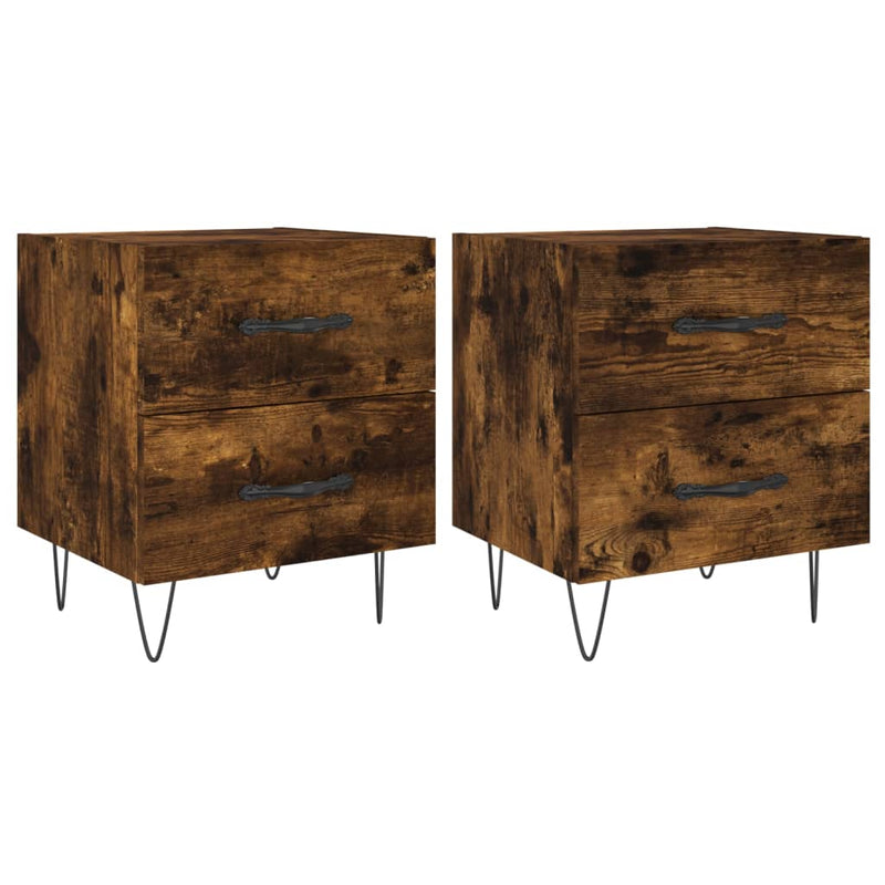 Nachtkastjes 2 st 40x35x47,5 cm bewerkt hout gerookt eikenkleur MeubelReus
