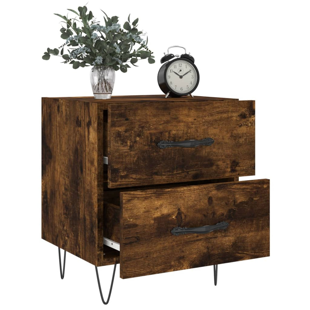 Nachtkastjes 2 st 40x35x47,5 cm bewerkt hout gerookt eikenkleur MeubelReus