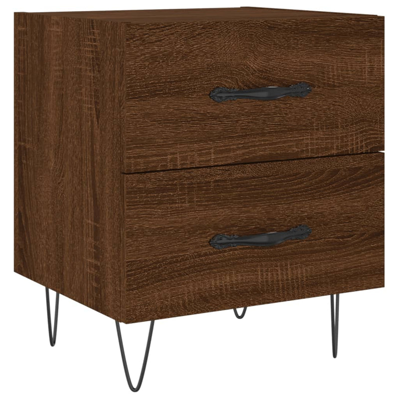 Nachtkastje 40x35x47,5 cm bewerkt hout bruin eikenkleur MeubelReus