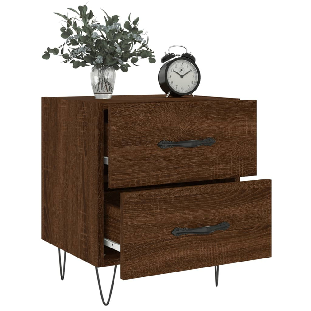 Nachtkastje 40x35x47,5 cm bewerkt hout bruin eikenkleur MeubelReus