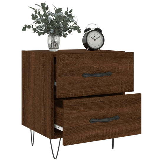 Nachtkastje 40x35x47,5 cm bewerkt hout bruin eikenkleur MeubelReus