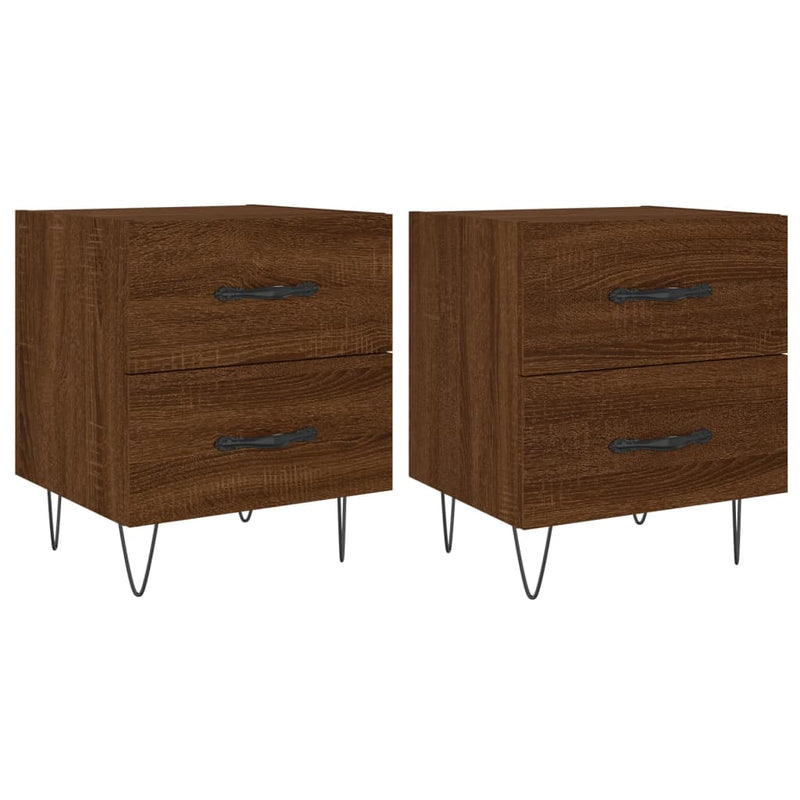 Nachtkastjes 2 st 40x35x47,5 cm bewerkt hout bruin eikenkleur MeubelReus
