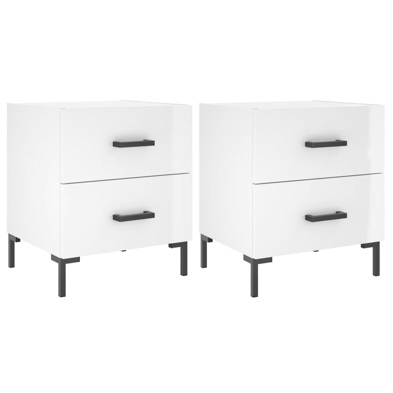Nachtkastjes 2 st 40x35x47,5 cm bewerkt hout hoogglans wit MeubelReus