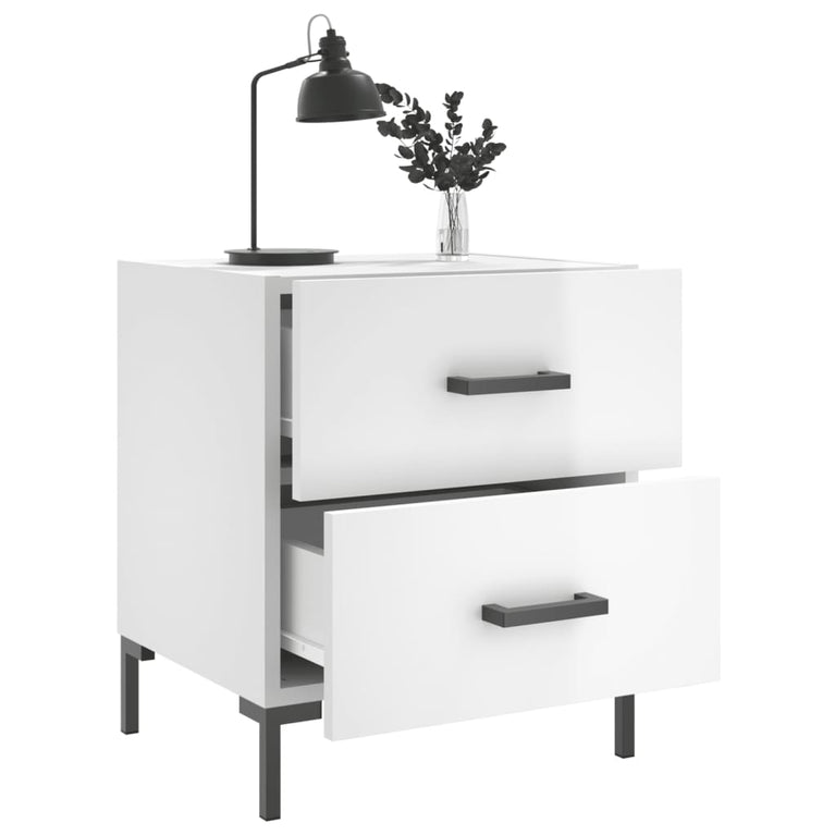Nachtkastjes 2 st 40x35x47,5 cm bewerkt hout hoogglans wit MeubelReus